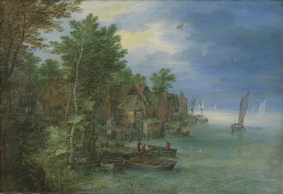 View of a Village by a River by Jan the Elder Brueghel